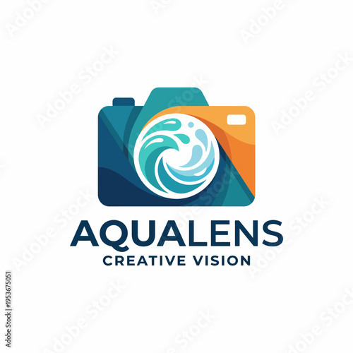This logo artfully combines a camera silhouette with a swirling ocean wave, representing both creativity in photography and a love for nature, ideal for photographers and creatives alike.