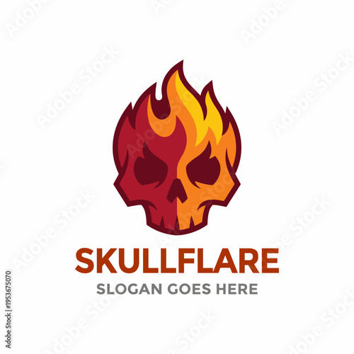 A stylized skull illustration with flames, representing intensity and boldness. Perfect for branding, tattoos, or projects that convey a sense of danger and thrill.
