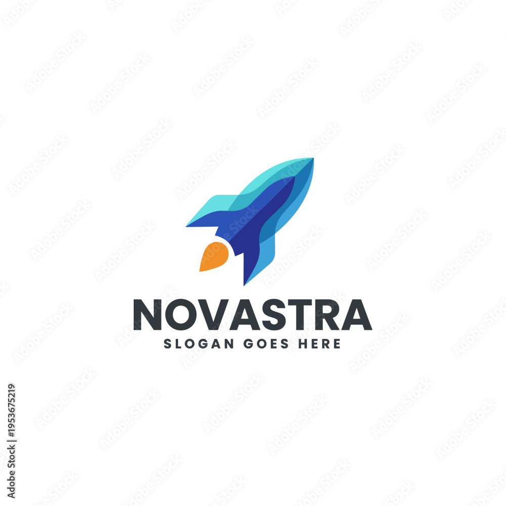 Obraz premium This image showcases a sleek, modern logo for 'Novastra', featuring a stylized rocket, symbolizing innovation and progress in a vibrant, professional design.