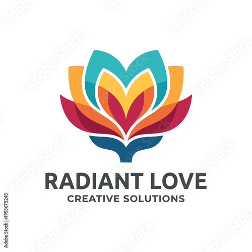 Foto A vibrant logo for Radiant Love that embodies creativity and warmth, ideal for businesses focused on well-being, relationships, or holistic solutions