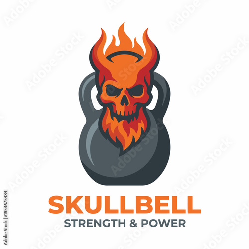 A powerful and intense logo featuring a skull and kettlebell design, ideal for brands focused on fitness, strength training, and a bold lifestyle identity.