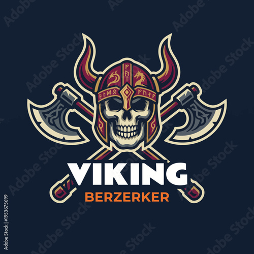 This striking logo features a Viking warrior skull, symbolizing strength and tenacity, paired with bold design elements that evoke a sense of adventure and power.