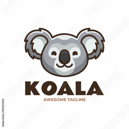 Fotografija A cheerful logo depicting a cute koala face, radiating friendliness and charm, ideal for brands focused on nature, eco-friendly, or animal-related themes