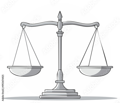 Simple illustration of balance scales symbolizing law, justice and equilibrium