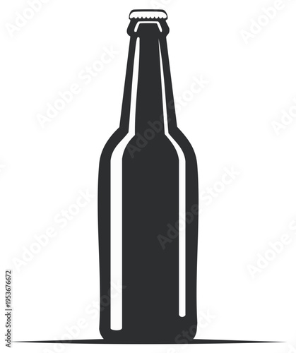 Silhouette of a Beer Bottle with a Cap in Minimalist Style