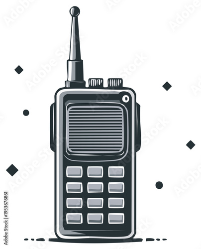Illustration of a Walkie Talkie Communication Device for Transmission and Reception