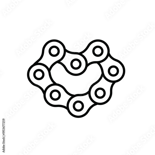 Bicycle Chain Forming a Heart Icon Vector Illustration