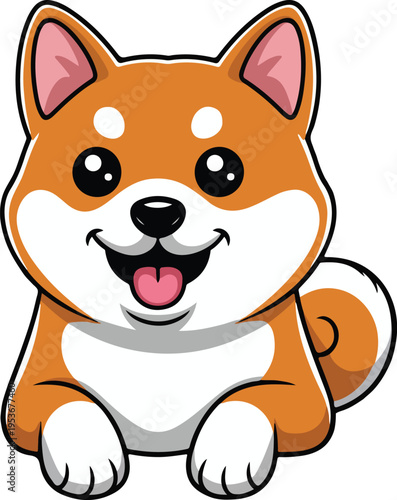 Cute cartoon Shiba Inu puppy vector illustration
