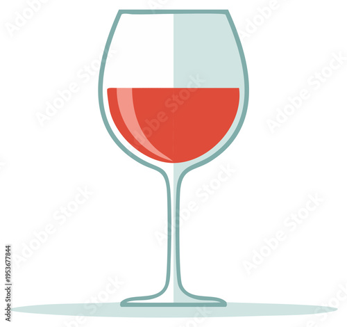A clear glass goblet filled with rich red wine is isolated on a plain backdrop