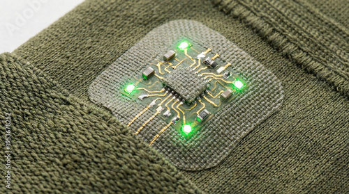 Smart Textile with Integrated Flexible Electronic Circuit and Glowing LEDs
