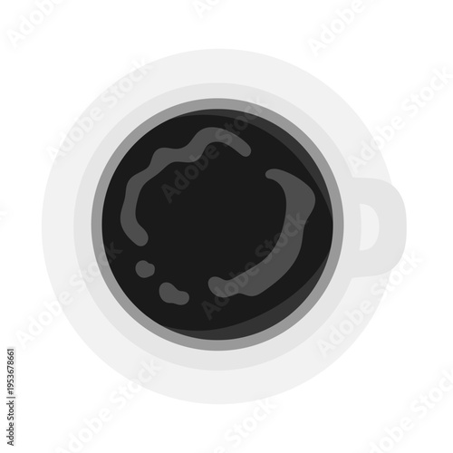 ホットコーヒー（ブラック）　俯瞰　イラスト