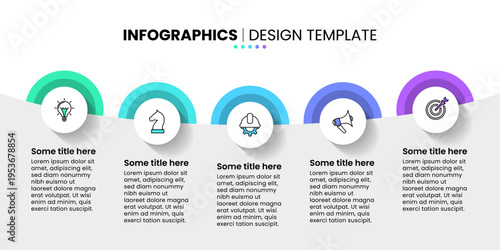 Infographic template. Hidden circles with 5 icons