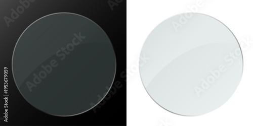 Glass glossy circles on dark and light backgrounds minimal modern design soft gradients transparent shapes mirror effect.
