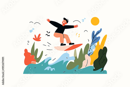 Man Joyfully Soaring Above Waves on a Wingfoil Board