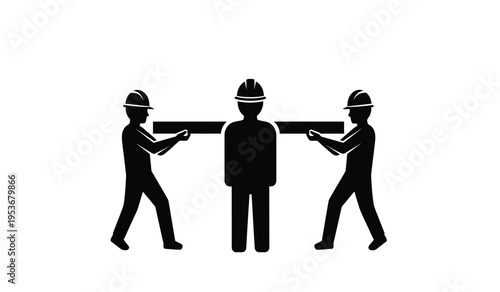 Silhouette of three firefighters carrying a stretcher with a person