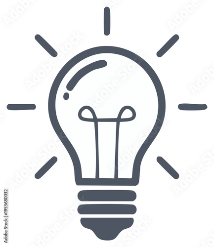 Glowing light bulb line icon symbolizing creativity, solution, and new ideas