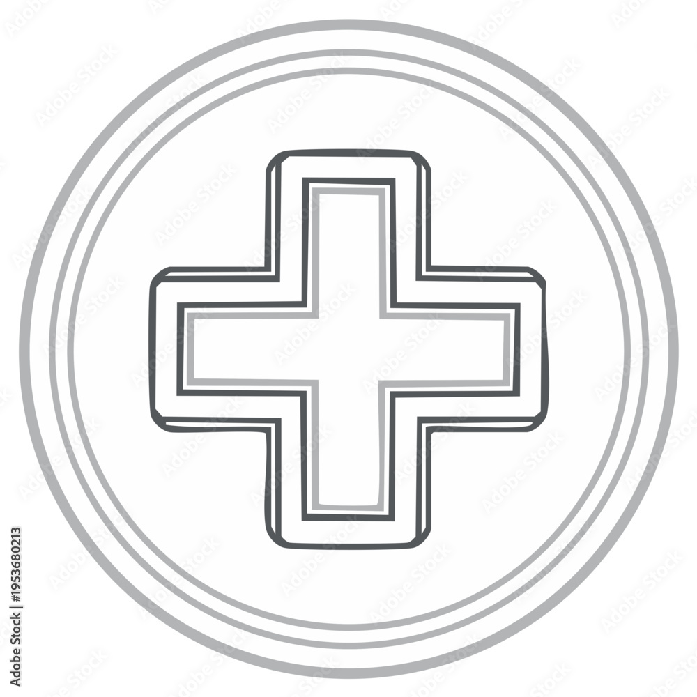 Fototapeta premium Medical Cross Icon in Circle Illustration Symbolizing Health and Care
