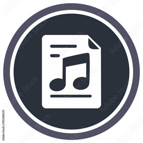Musical Note File Icon Representing Audio Music and Media with Folded Corner