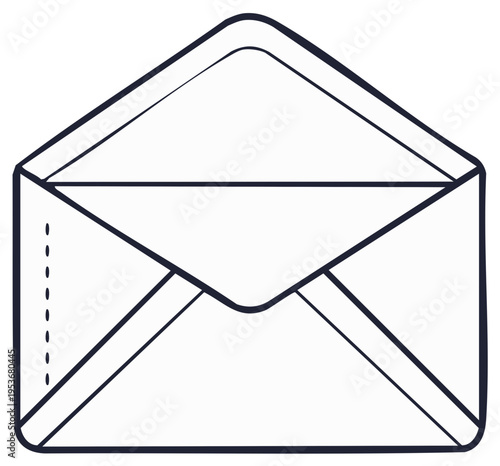 Open Envelope Outline Minimalist Drawing Communication Letter Delivery Message