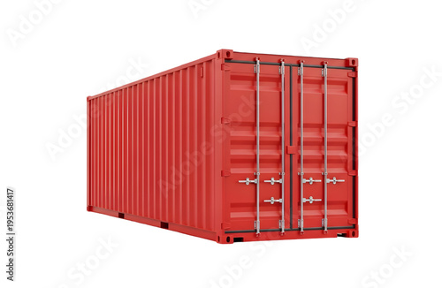 closed ship container isolated in white background, high resolution and maximum details,