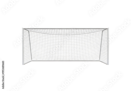 Wireframe of a rectangular soccer goal net structure isolated on transparent background