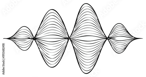 Abstract waveform visualization with expanding and contracting amplitude lines
