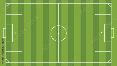 Top View Soccer Field Green Grass Football Pitch with Stadium Marking Layout Background