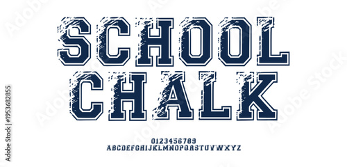 Grunge college font. Vintage sport font in american style for football, baseball or basketball logos and t-shirt. Athletic department typeface, varsity style font. Vector 
