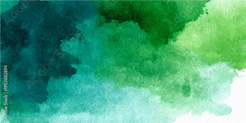 Watercolor strokes in a harmonious blend of teal, green, and turquoise create a dreamy and inviting artistic composition.