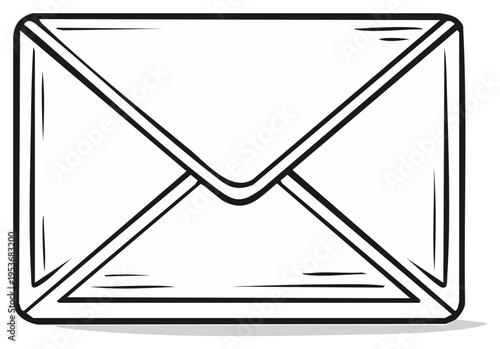 Cartoon style closed mail envelope with shadow communication illustration