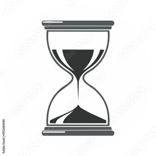 Stylized hourglass symbol of time passing on white