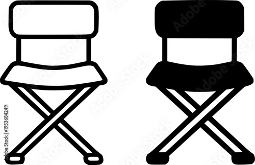 Chair illustration icon, outline and silhouette, for interior or furniture design