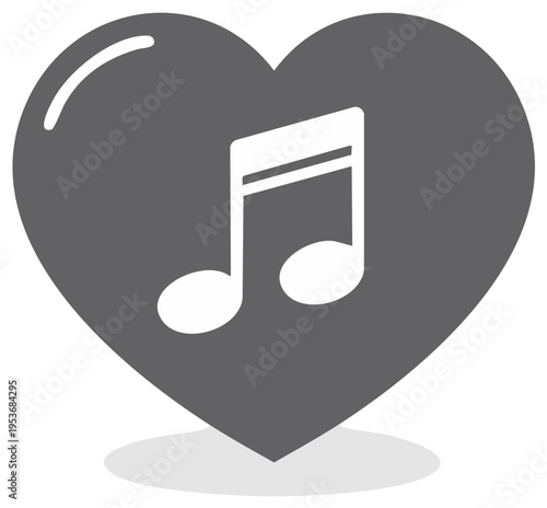 Heart shape with musical notes icon, love for music concept
