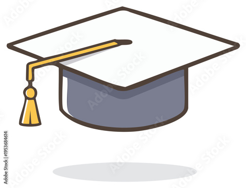 Graduation Cap Icon with Tassel for Academic Achievement and Celebration of Learning and Successful Education