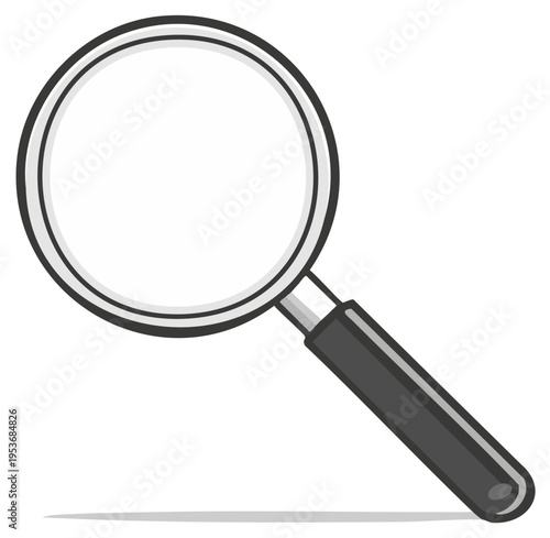 Magnifying glass illustration with black handle for searching and analyzing