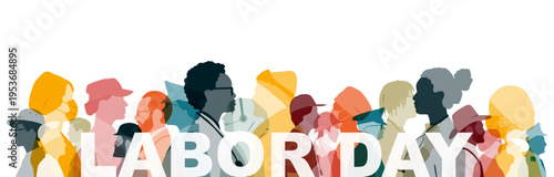 Labor Day Banner. People different professions together.