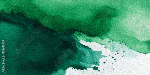 An abstract watercolor washes in various shades of emerald green, creating an ethereal and fluid effect, evoking a sense of tranquility.