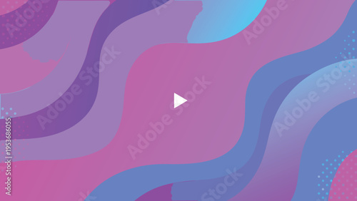 Abstract colorful waves and shapes with a white play button