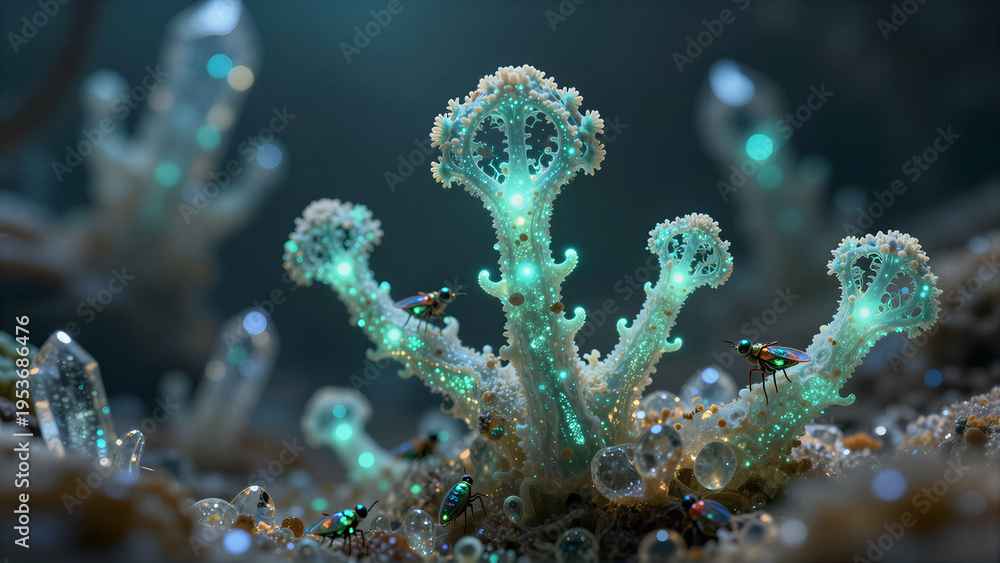 Fototapeta premium Bioluminescent Crystal Ecosystem
