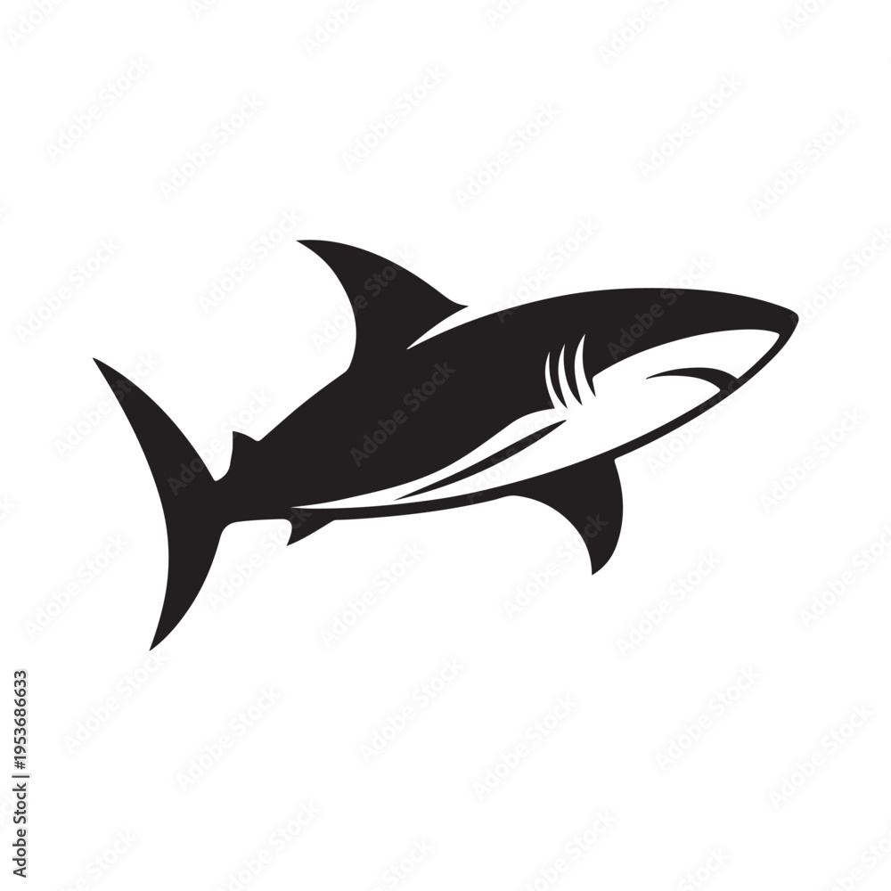 Fototapeta premium Majestic Shark Vector Silhouette Symbol Illustration Design Concept Idea