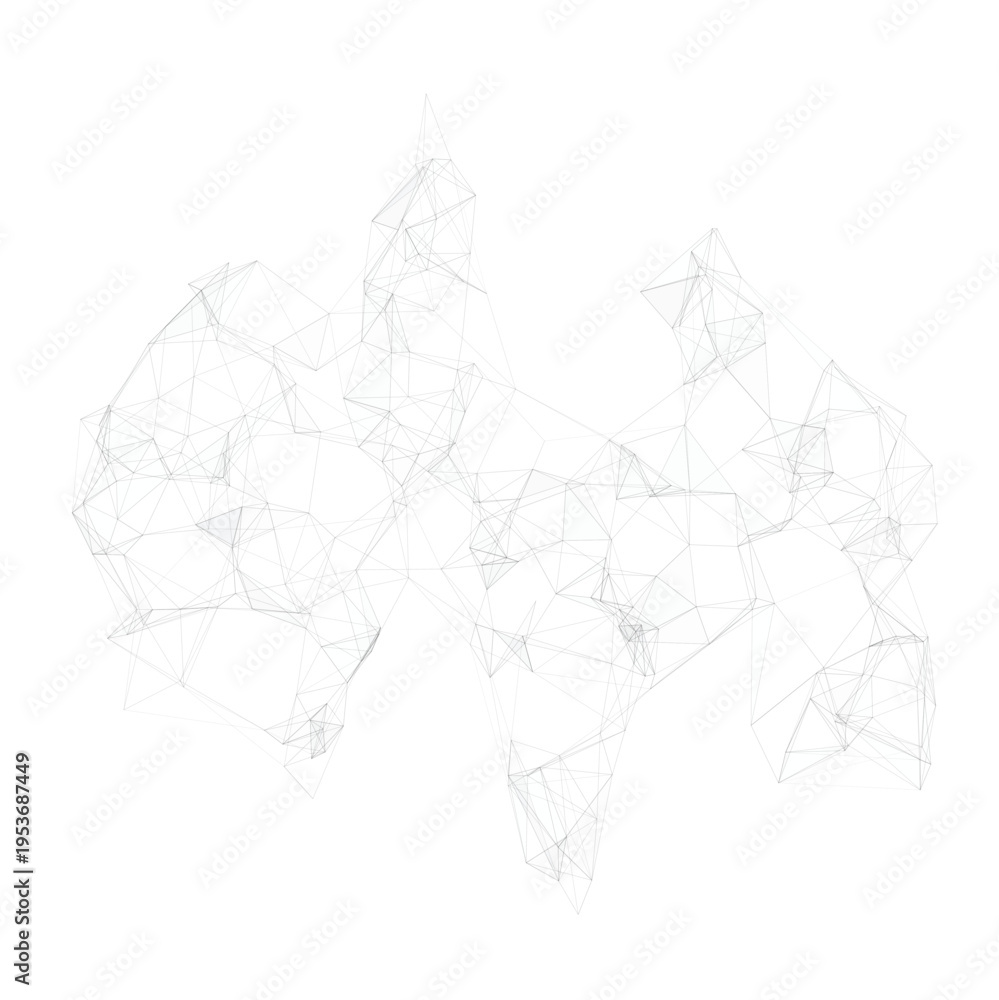 Obraz premium Futuristic polygonal mesh network with nodes and connecting lines creating abstract technology data visualization background