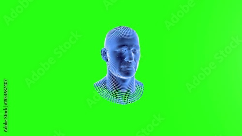 Wallpaper Mural Blue block particles human head, illustrating Artificial Intelligence, Green Screen Chromakey, loop Torontodigital.ca