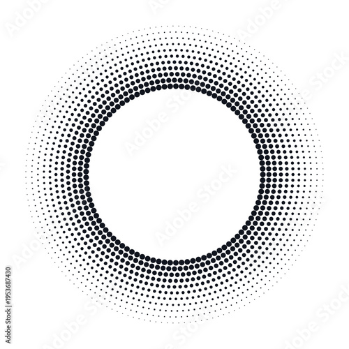 Fotografie Minimal radial dotted ring composition with gradient density particle distributi