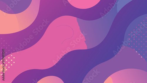 Abstract portrait with vibrant flowing shapes and color gradients