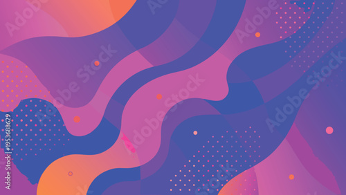 Abstract fluid shapes in vibrant layered shades of purple and orange