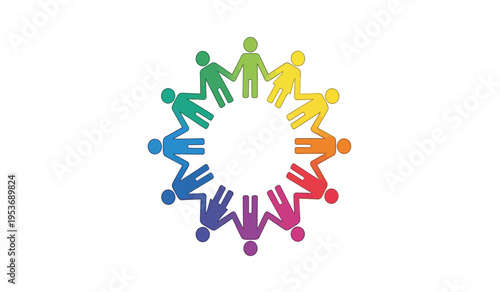 Diverse group of people in a circle holding hands silhouette