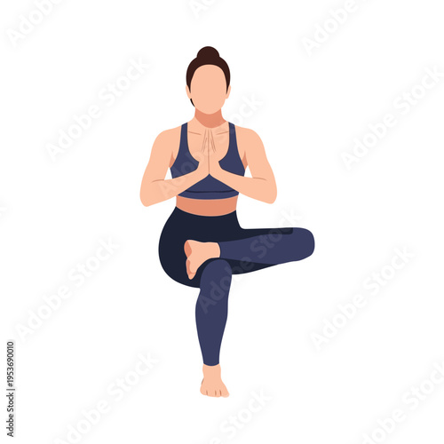 Vector illustration of woman in yoga pose with one leg bent