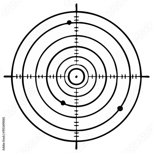 Concentric Circles and Target Grid with Three Small Points