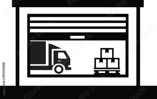 Loading dock icon. Loading dock for shipping and receiving. Cargo platform sign. Warehouse entry and logistics system. flat style.