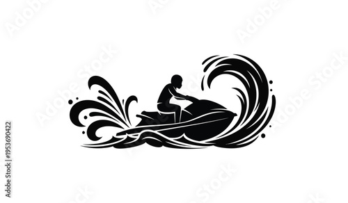 Surfer riding a wave in silhouette dynamic ocean motion